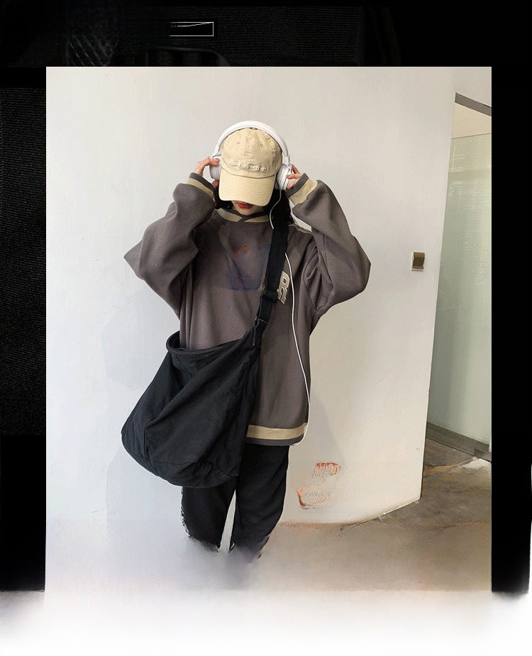 Japanese And Korean Simple Lazy Style Literary Washed Canvas Bag Large Capacity Crossbody Bag Student Shoulder Bag Casual Shopping Bag - Image 2