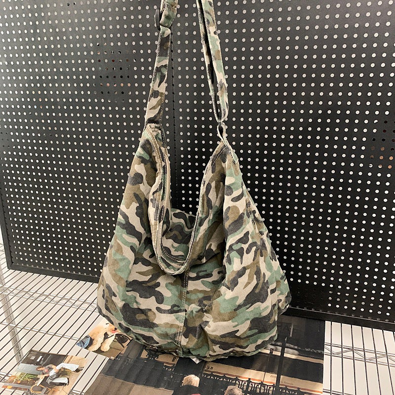 Japanese And Korean Simple Lazy Style Literary Washed Canvas Bag Large Capacity Crossbody Bag Student Shoulder Bag Casual Shopping Bag - Image 1