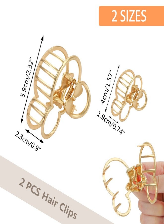 BENOSPACE 2Pcs Metal Hair Claw Clips Mouse Lady Large Gold Hair Clips for Thick Heavy Hair Mouse Head Hollow Out Non-slip Hair Catch Barrette Jaw Clamp Fashion Hair Styling Accessories for Women - Image 2