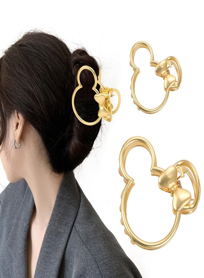 BENOSPACE 2Pcs Metal Hair Claw Clips Mouse Lady Large Gold Hair Clips for Thick Heavy Hair Mouse Head Hollow Out Non-slip Hair Catch Barrette Jaw Clamp Fashion Hair Styling Accessories for Women - Image 1