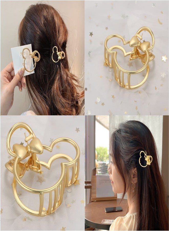BENOSPACE 2Pcs Metal Hair Claw Clips Mouse Lady Large Gold Hair Clips for Thick Heavy Hair Mouse Head Hollow Out Non-slip Hair Catch Barrette Jaw Clamp Fashion Hair Styling Accessories for Women - Image 4