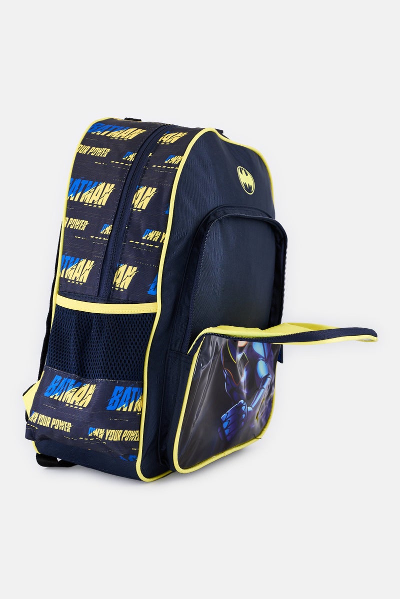 Warner Bros حقيبة ظهر باتمان للأطفال الأولاد 3 في 1 مع حقيبة غداء وعلبة أقلام، متعددة الألوان - Image 3