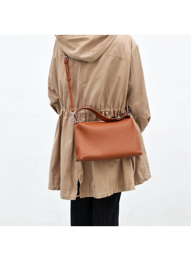 DONNAIN Premium Full-Grained Leather Crossbody Bags for Women, Slouchy Shoulder Bag with Adjustable Strap and Tote Handbag, Brown, Small - Image 2