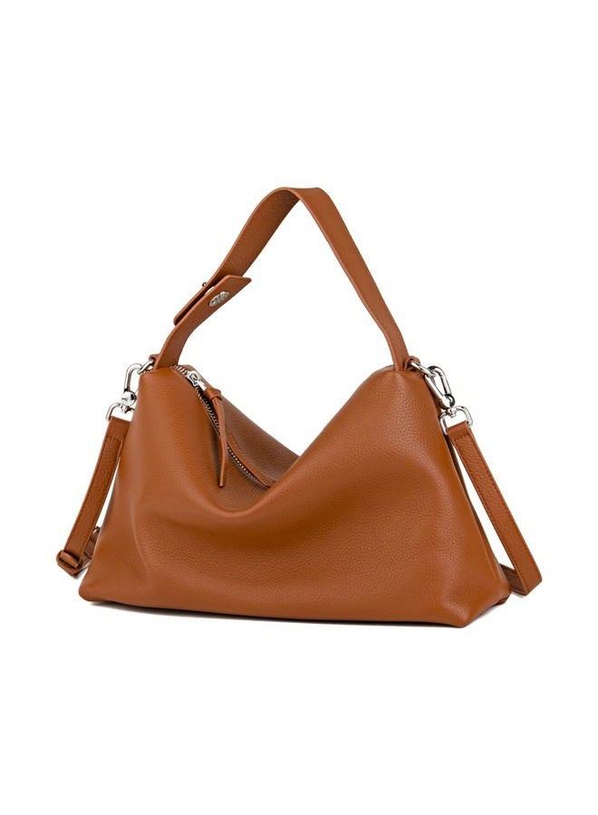 DONNAIN Premium Full-Grained Leather Crossbody Bags for Women, Slouchy Shoulder Bag with Adjustable Strap and Tote Handbag, Brown, Small - Image 1