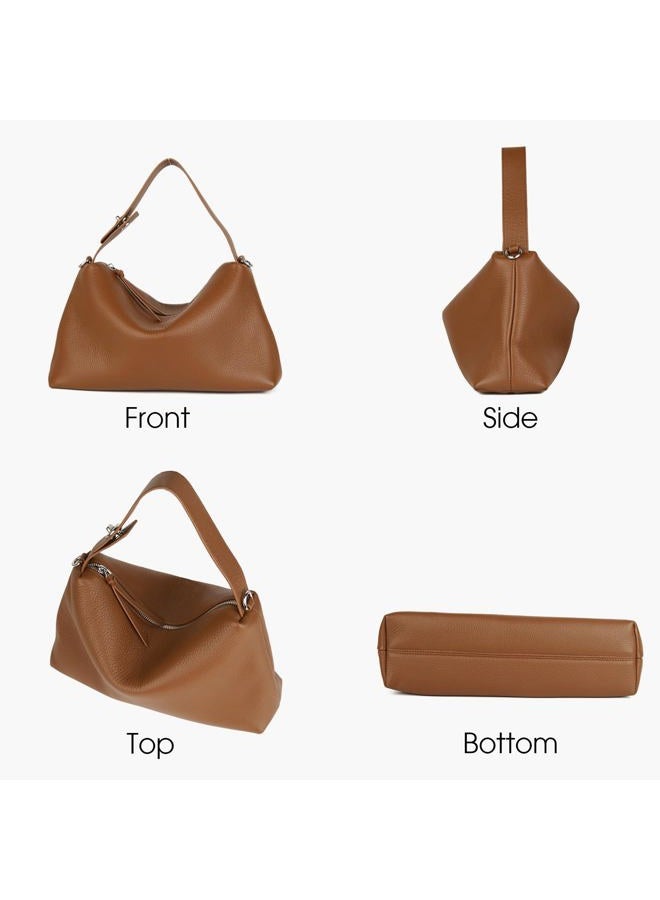 DONNAIN Premium Full-Grained Leather Crossbody Bags for Women, Slouchy Shoulder Bag with Adjustable Strap and Tote Handbag, Brown, Small - Image 4
