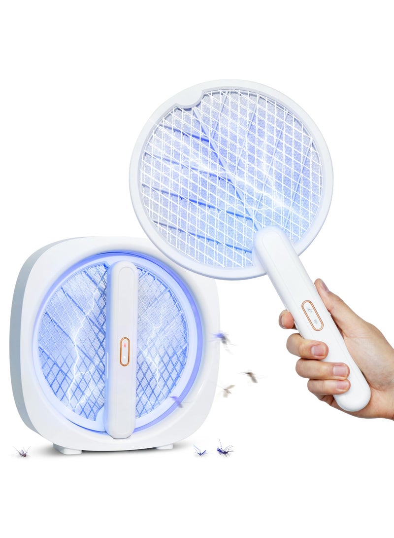 SYOSI مضرب كهربائي لقتل الذباب مع مصيدة حشرات معلقة ومصباح لطرد البعوض 2 في 1 جهاز قوي لقتل الذباب مع قاعدة قابلة لإعادة الشحن USB للاستخدام في المنزل وغرفة النوم والمطبخ والمكتب والفناء - Image 1