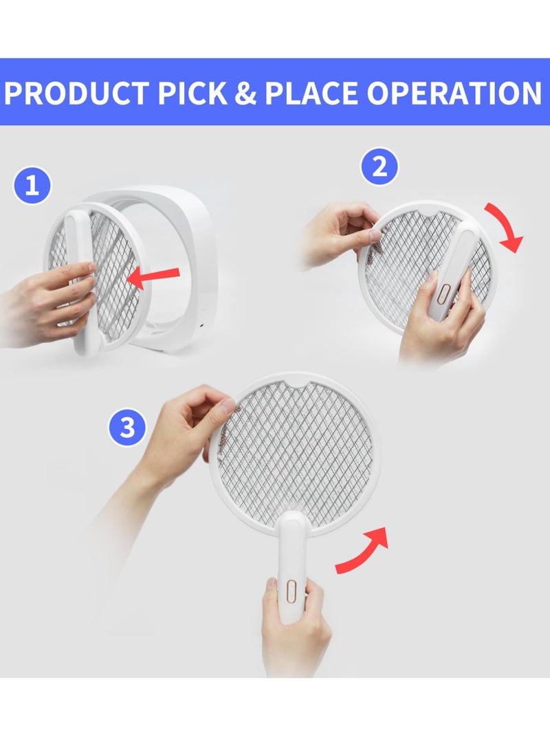 SYOSI مضرب كهربائي لقتل الذباب مع مصيدة حشرات معلقة ومصباح لطرد البعوض 2 في 1 جهاز قوي لقتل الذباب مع قاعدة قابلة لإعادة الشحن USB للاستخدام في المنزل وغرفة النوم والمطبخ والمكتب والفناء - Image 5