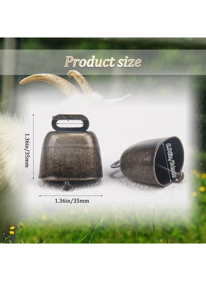 KOOBOOK 2Pcs Cow Horse Sheep Grazing Copper Bells Cattle Farm Animal Copper Loud Bronze Bell (Small) - Image 3