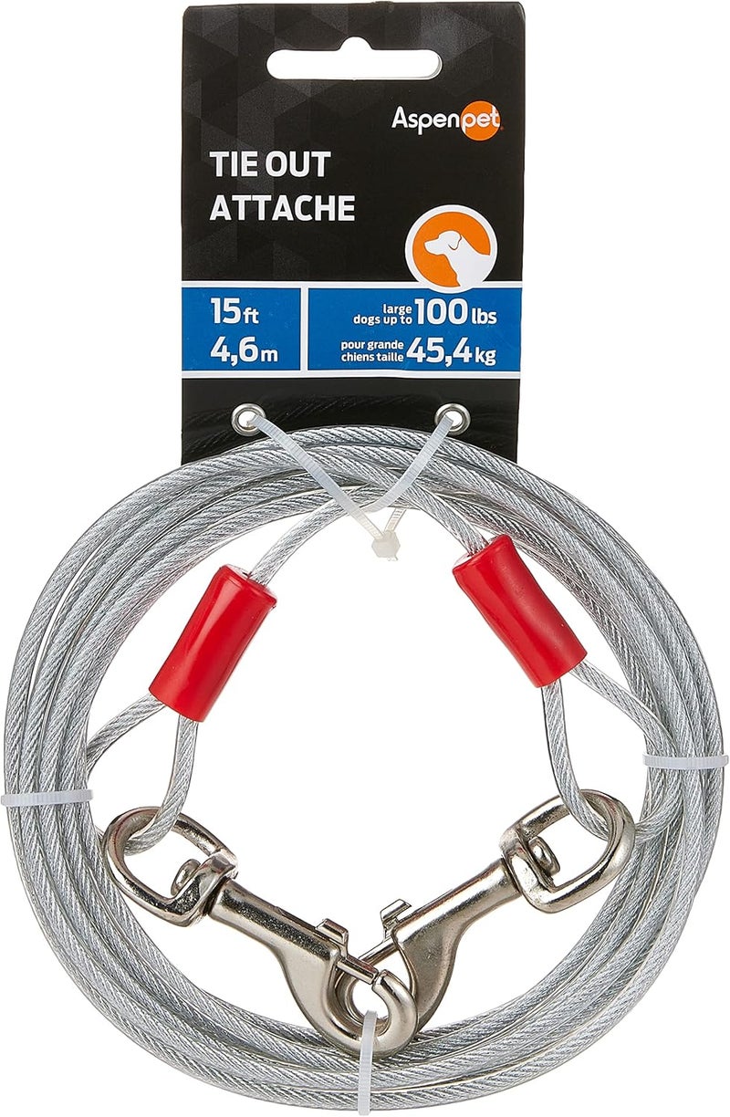 Petmate Heavy Duty 15-Foot Tie-Out Cable for Large Dogs up to 100 lbs - Image 1