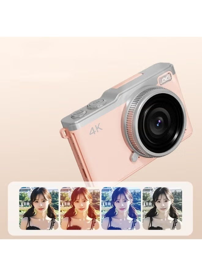 ZONBON 4K Digital Camera, 64MP Vlogging Cameras, 16X Autofocus Point and Shoot Digital Camera with 2.4in 180°Flip Screen, Compact Vlog Travel Camara with 64G TF Card for Photography, Pink - Image 4