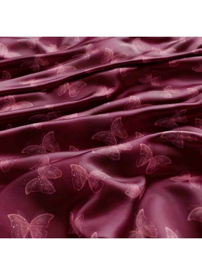 فيلاتو Ù‚Ù…Ø§Ø´ Ø­Ø±ÙŠØ± Ø§Ù„Ù„ÙŠÙ„ Ø¹Ø±Ø§Ù…ÙŠ Ø¨Ø§Ù„ÙŠØ§Ø±Ø¯Ø©ØŒ Ù„ÙˆÙ† Ø¹Ù†Ø§Ø¨ÙŠ ØºÙ†ÙŠØŒ Ù�Ø±Ø§Ø´Ø§Øª ÙˆØ±Ø¯ÙŠØ©ØŒ Ø¬Ù„Ø§Ø¨ÙŠØ© Ù…Ø®ÙˆÙŠØ±ØŒ Ø®ÙŠØ§Ø·Ø©ØŒ Ø¹Ø±Ø¶ 58 Ø¨ÙˆØµØ© - Image 3