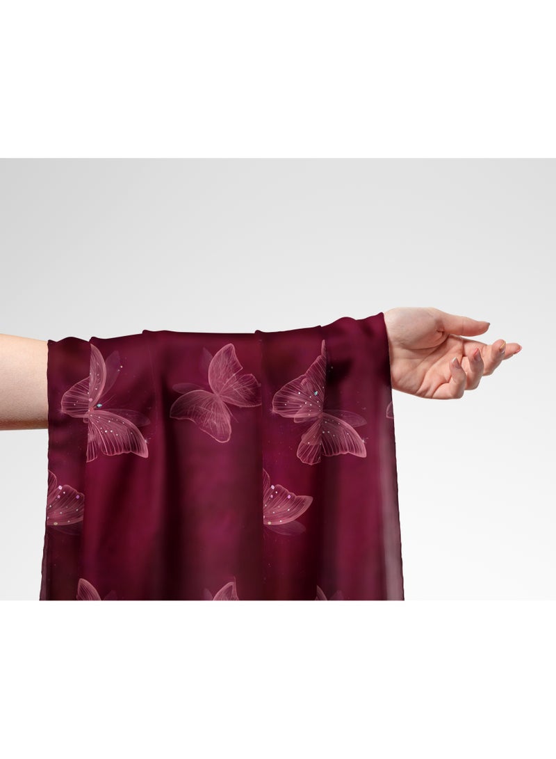 فيلاتو Ù‚Ù…Ø§Ø´ Ø­Ø±ÙŠØ± Ø§Ù„Ù„ÙŠÙ„ Ø¹Ø±Ø§Ù…ÙŠ Ø¨Ø§Ù„ÙŠØ§Ø±Ø¯Ø©ØŒ Ù„ÙˆÙ† Ø¹Ù†Ø§Ø¨ÙŠ ØºÙ†ÙŠØŒ Ù�Ø±Ø§Ø´Ø§Øª ÙˆØ±Ø¯ÙŠØ©ØŒ Ø¬Ù„Ø§Ø¨ÙŠØ© Ù…Ø®ÙˆÙŠØ±ØŒ Ø®ÙŠØ§Ø·Ø©ØŒ Ø¹Ø±Ø¶ 58 Ø¨ÙˆØµØ© - Image 1