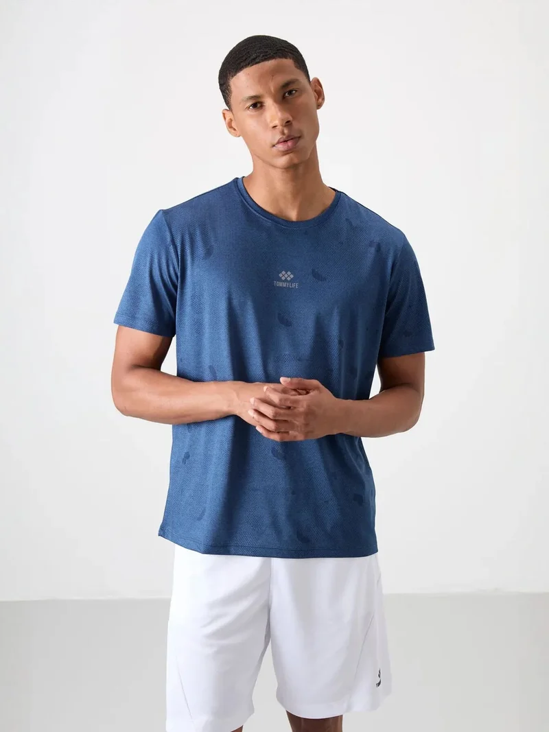 تومي لايف TOMMY Men's Solid Bird's Eye Crew Neck T-Shirt