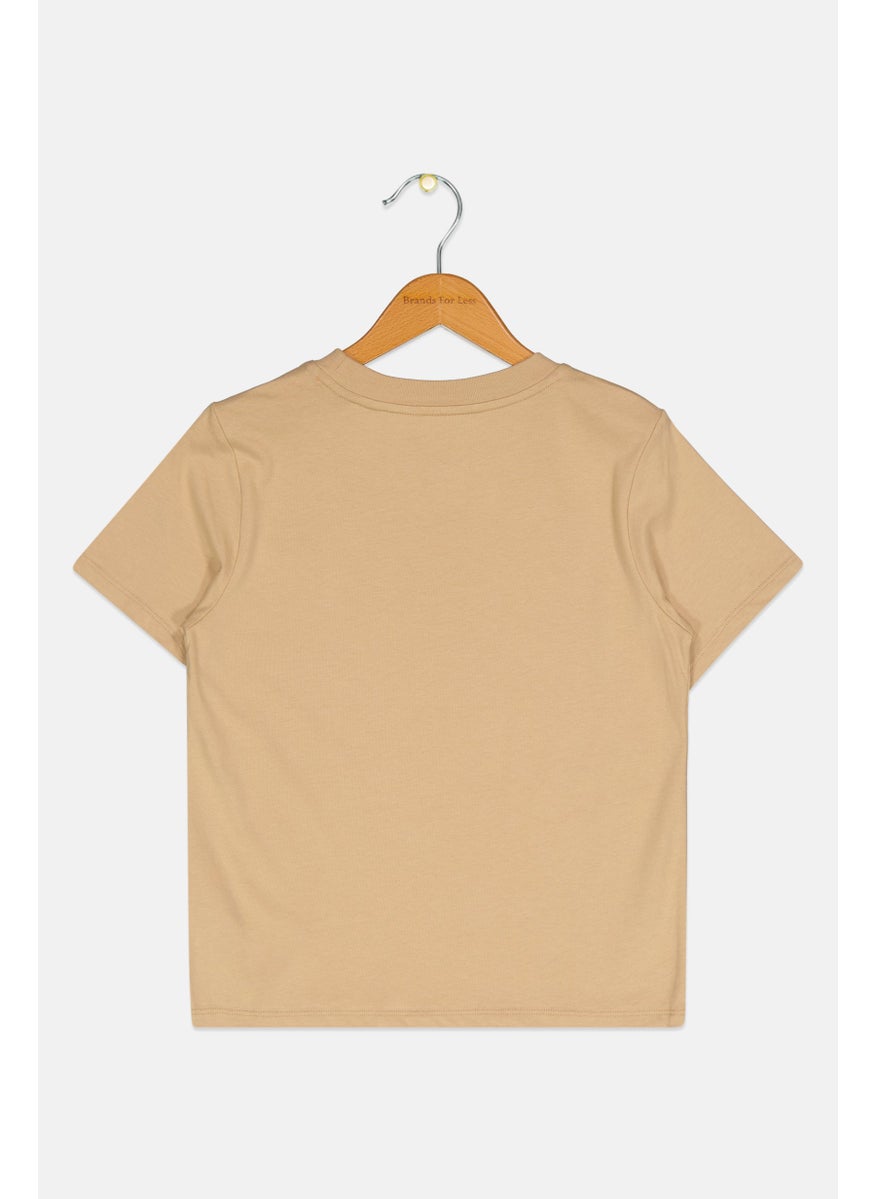 ESPRIT - Kids Boy Crew Neck Short Sleeves Brand Logo T-Shirt, Khaki - Image 1