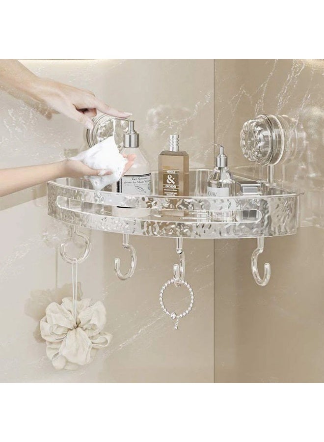 رف زاوية للحمام، منظم وحامل لاكسسوارات البانيو، رف تخزين يثبت على الحائط لتنظيم الشامبو، سلة تخزين لاصقة