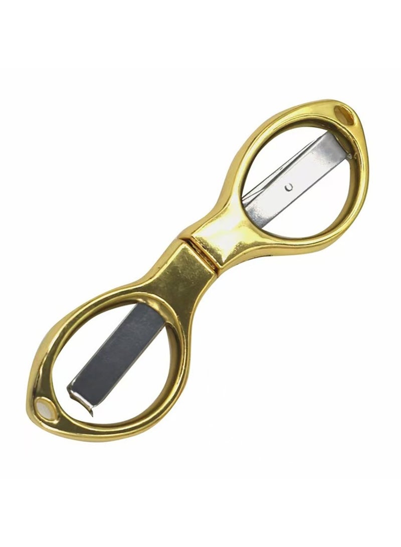 Simple Portable Folding Scissors Solid Color Glasses Shape Paper Cutters Students Handmade DIY Tools School Office Supplies - Image 5