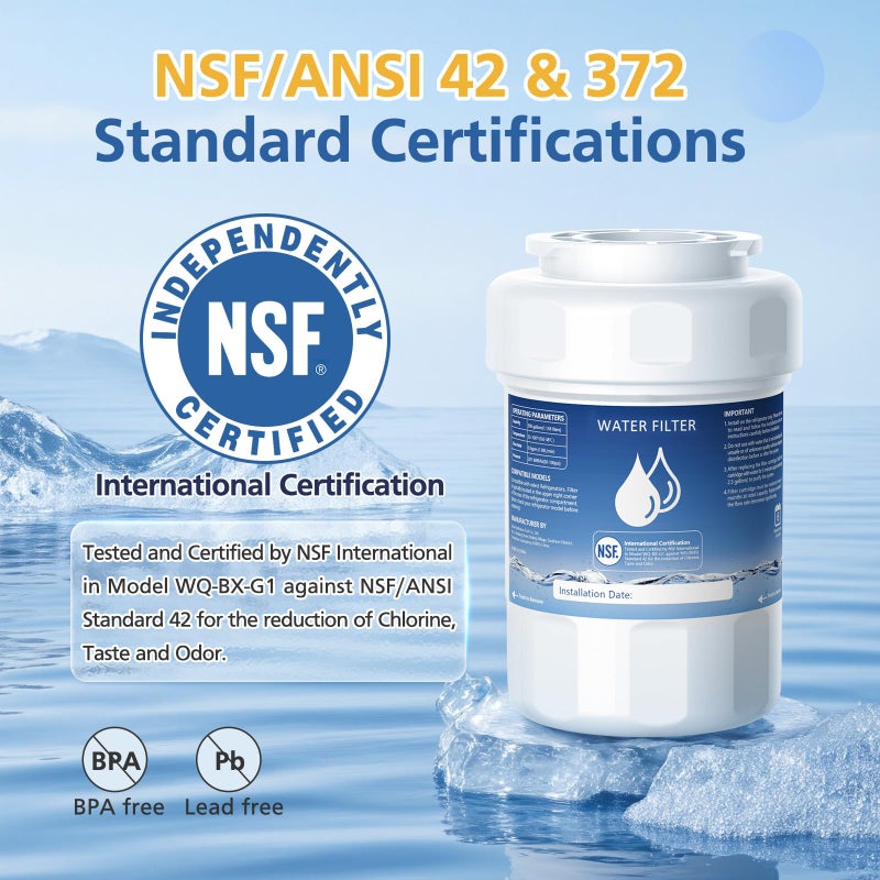 Caehomly MWF Water Filter Compatible with GEÂ® MWFÂ®, SmartWater MWFP, MWFA, MWFINT, GWF, GWFA, HDX FMG-1, KenmoreÂ® 9991, High Efficiency Filtration and Every 6 Months Value, NSF Certified, 4 Pack - Image 2