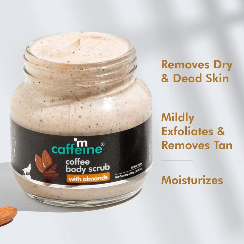 MCaffeine mCaffeine Almond Coffee Body Scrub for Tan Removal Exfoliator Creamy Bathing Body Scrub for Dry Skin Exfoliating Scrub for Body for Women and Men Natural and Vegan 200gm  - Image 3