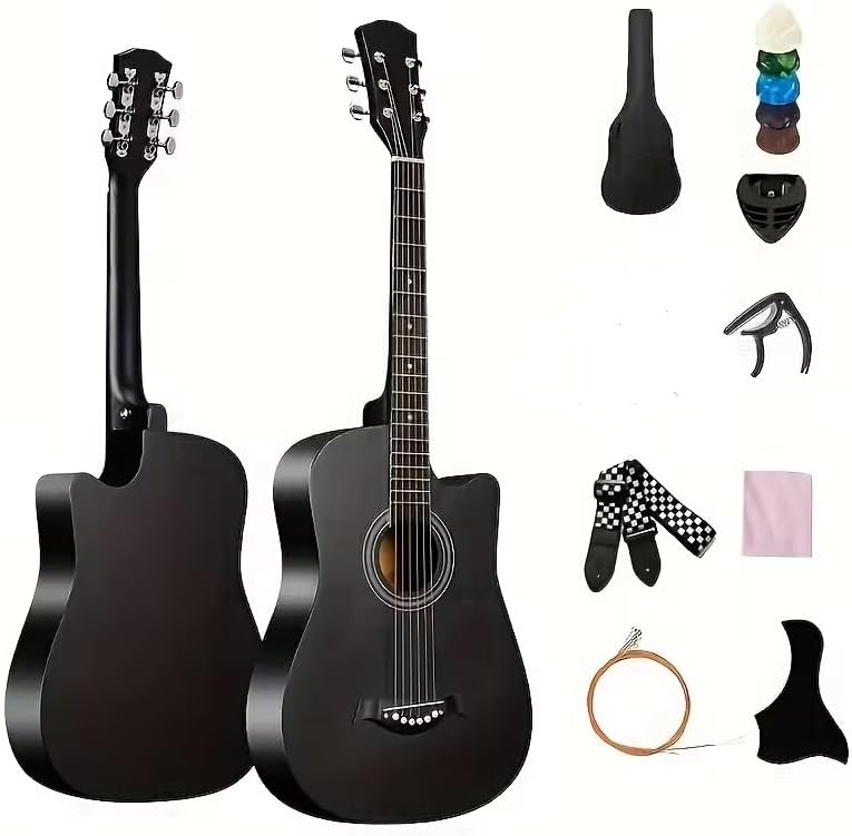 MegArya 38 Inch Beginner Acoustic Guitar Combo - Black - Image 1