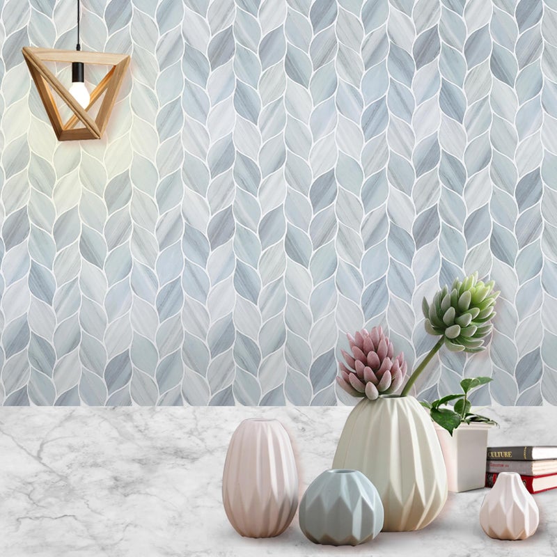 Tilingview 10 Pcs Vinyl Leaf Peel and Stick Tile for Kitchen Backsplash, Premium Self-Adhesive Tiles Plastic Wall Stickers Art Mosaics (Blue Gray) - Image 3