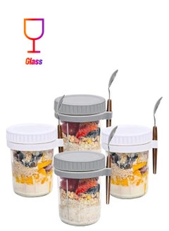 HOOKOR Mason Jars for Overnight Oats: 4 Pack Overnight Oats Containers with Lids and Spoons - 16 oz Glass Food Storage Containers for Milk, Cereal, Fruit - Oatmeal Jars/Canning Jars  - Image 1