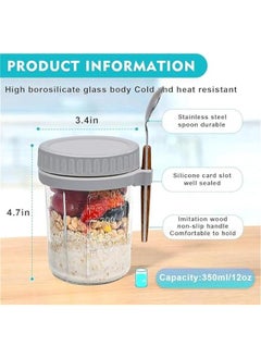 HOOKOR Mason Jars for Overnight Oats: 4 Pack Overnight Oats Containers with Lids and Spoons - 16 oz Glass Food Storage Containers for Milk, Cereal, Fruit - Oatmeal Jars/Canning Jars  - Image 2