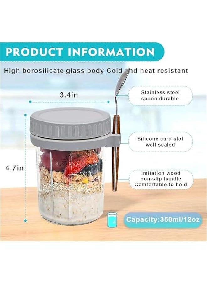 HOOKOR - Mason Jars for Overnight Oats: 4 Pack Overnight Oats Containers with Lids and Spoons - 16 oz Glass Food Storage Containers for Milk, Cereal, Fruit - Oatmeal Jars/Canning Jars - Image 1