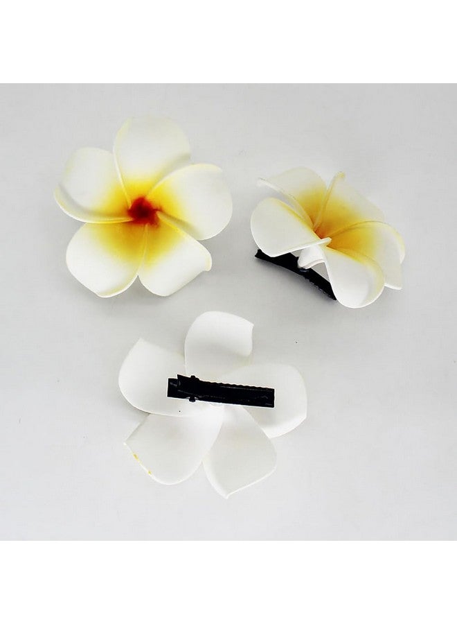 ccHuDE 10 Pcs Hawaii Plumeria Flower Clips Hawaiian Flower Hair Barrettes Beach Party Hair Clips Artificial Tropical Flower Hairpins for Wedding 7cm - Image 2