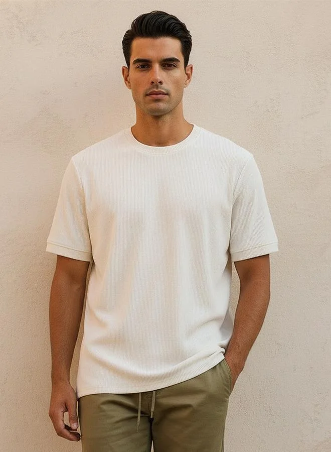 Iconic Iconic Crew Neck Short Sleeves Textured T shirt