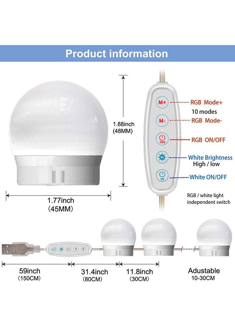 Gravity Mirror Lights Vanity Lighting 10 LED Bulb Make up Decoration Lights Hollywood Style 16 Modes Color Changing Lights for Home Bedroom Bathroom Dressing Room（USB Powered, RGBW)  - Image 5