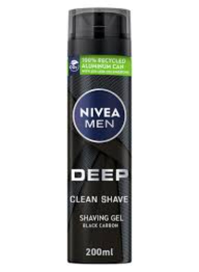 MEN DEEP Clean Shave Shaving Gel, Antibacterial Black Carbon 200m