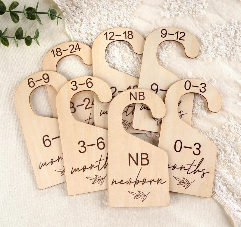 HOUISM Beautiful Baby Closet Dividers for Clothes Organizer  Wooden DoubleSided Gender Neutral Size Dividers from Newborn to 24M for Nursery Decor  Organization Baby Party Gift Set - Image 1