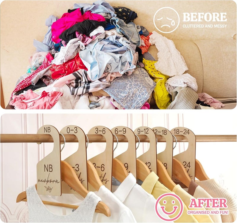 HOUISM Beautiful Baby Closet Dividers for Clothes Organizer  Wooden DoubleSided Gender Neutral Size Dividers from Newborn to 24M for Nursery Decor  Organization Baby Party Gift Set - Image 4
