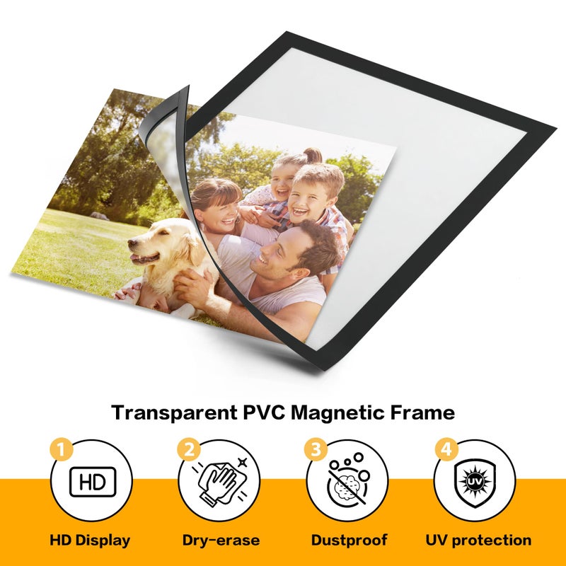 VAIIGO 5Pack Magnetic Frames for Refrigerator - 8.5 x 11 Magnetic Sign Holder, Magnetic Paper Holder Document Holder for Fridge, Metal, Whiteboard Surface - Magnetic Picture Frame Poster Frame - Image 4