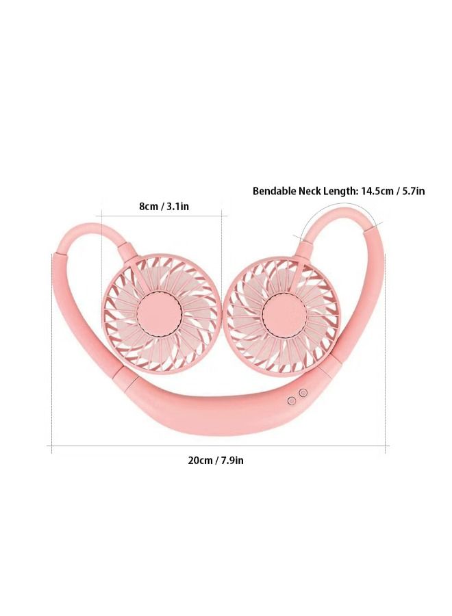 Aromatherapy Mini Bendable Wearable Hanging Neck Fan Pink 18.5cm - Image 2