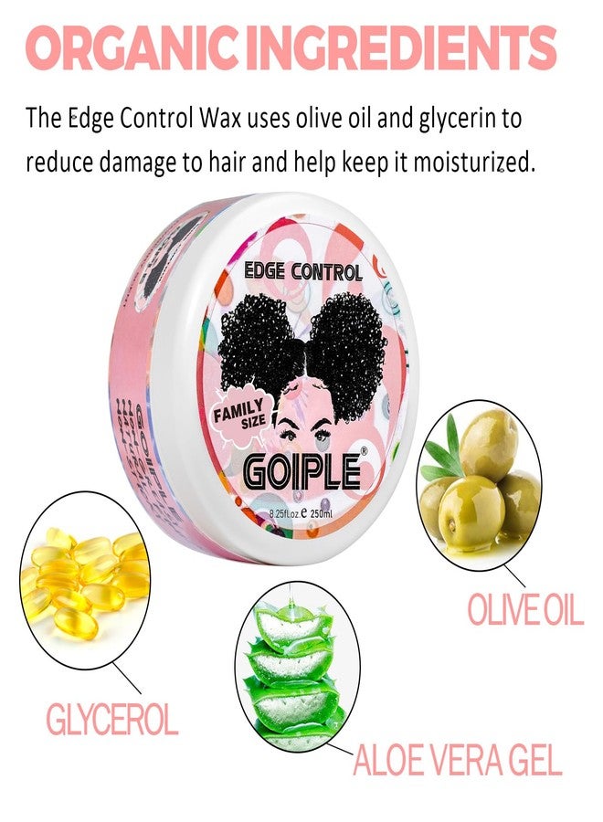 Goiple 8.25 OZ Edge Control Wax for Women Strong Hold Non-greasy Edge Smoother, Edge Control for Back Hair Extreme Hold Pack, Hair Gel for All Hair Types, No Flaking, Extra Hold Water-based Edge Stay Gel Set - Image 2