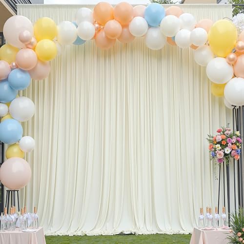 NSSONBEN 10ft×12ft Wrinkle Free Ivory Backdrop Curtain for Wedding Parties, 2 Panels 5×12ft Long Soft Silky Polyester Backdrop Drapes Cream Photo Back Drop Curtains for Party Photography Background Cloth - Image 5