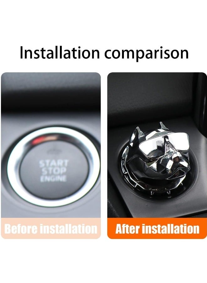 Car Push to Start on Cover Dog Car One on Start Stop Decorative Cover Universal for Car SUV Truck(Silver) - Image 4