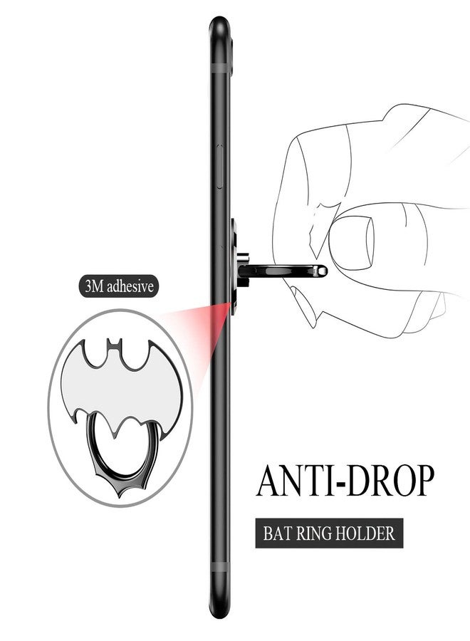 Oatsbasf Bat Phone Ring Stand Holder - OATSBASF Cell Phone Ring Holder Finger Grip 360 Degree Rotation Compatible with iPhone 16/15/14/13/12 Pro Max and Other Smartphones（Black+Silver） - Image 4