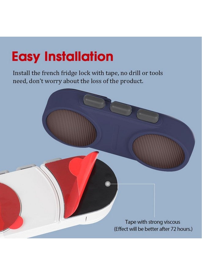 EUDEMON Baby Safety French Fridge Door Lock Freezer Refrigerator Lock Cabinet Cupboard Lock for Childproof & Pet Proofing Easy to Install no Tools Need or Drill (1 Pack,Blue) - Image 5