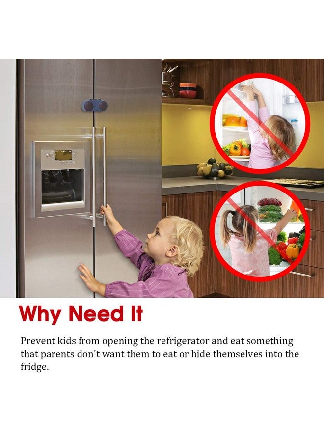 EUDEMON Baby Safety French Fridge Door Lock Freezer Refrigerator Lock Cabinet Cupboard Lock for Childproof & Pet Proofing Easy to Install no Tools Need or Drill (1 Pack,Blue) - Image 2