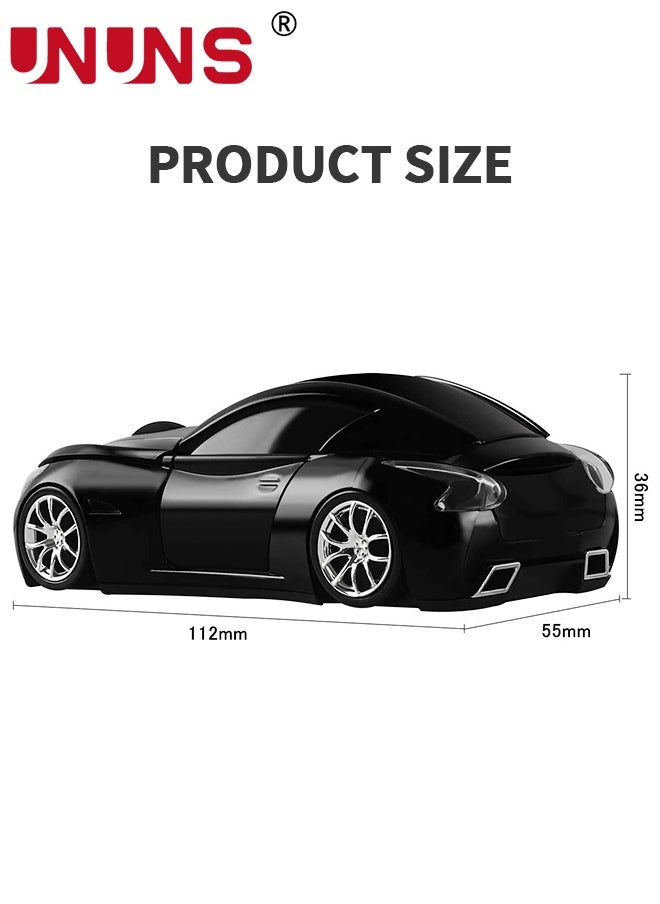 UNUNS - Wireless Mouse,2.4GHz Cool Sport Car Shape Optical Mobile Mouse,Cordless Mice With USB Receiver,1600DPI 3 Adjustable Buttons,Slim Slient Computer Mouse,Precise Control PC/Laptop/Notebook,Black - Image 1