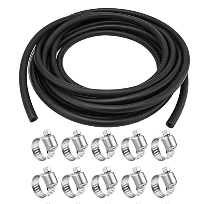 Byredio 1/2 Transmission Hose Fuel Line High-Pressure Transmission Cooler Injection Hose with 10 Clamps For Gas, Diesel, Bio-diesel Fuel, Engine Oil, Hydraulic 10 Feet - Image 1