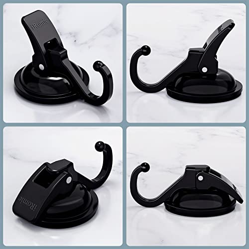 iRomic Heavy Duty Vacuum Suction Cup Hooks (2Pack) for Shower,Glass Window,Kitchen&Bathroom&Restroom Organization,Black. - Image 2