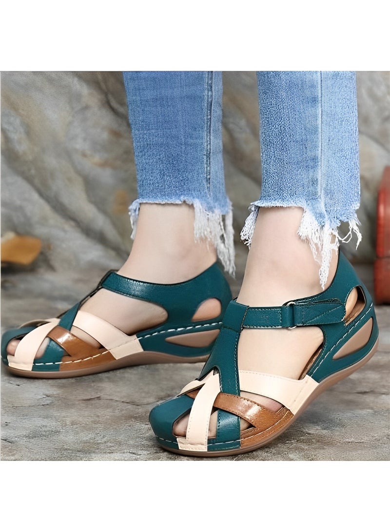 REOCLE Women's Sandals Wedge Shoes Comfortable Ankle Strap Closed Toe Summer Platform Sandals Casual Outdoor Wedges Fisherman Sandal - Image 2