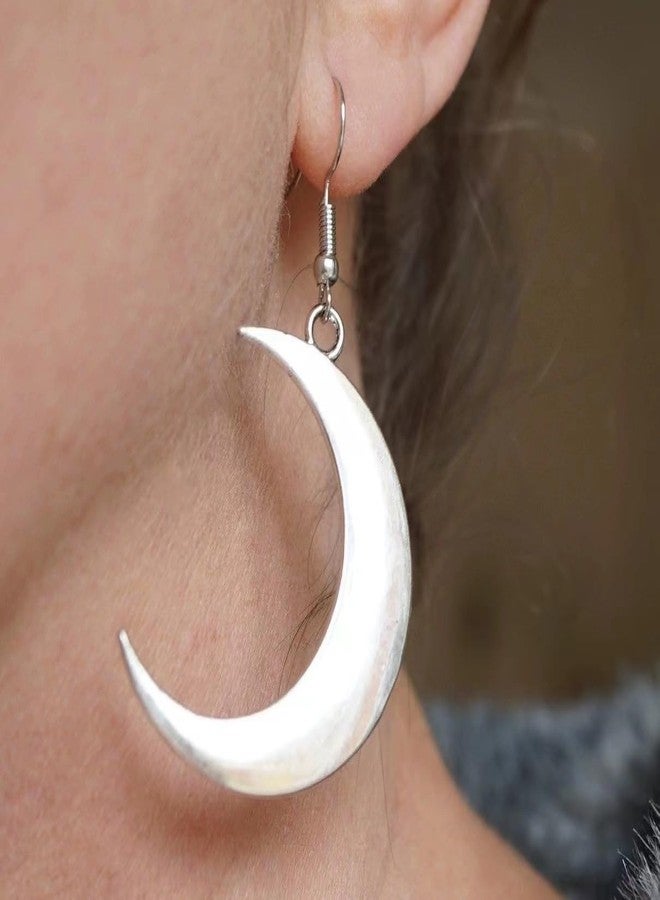 POYAMUSE Crescent Moon Dangle Earrings for Women Gothic Pagan Witch Celtic Statement Jewelry Gift for Party Festival Anniversary - Antique Bronze - Image 3