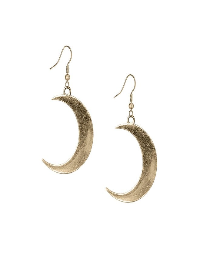 POYAMUSE Crescent Moon Dangle Earrings for Women Gothic Pagan Witch Celtic Statement Jewelry Gift for Party Festival Anniversary - Antique Bronze - Image 1