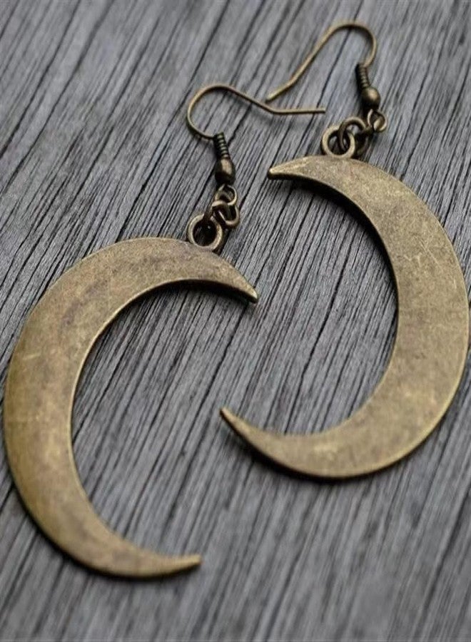 POYAMUSE Crescent Moon Dangle Earrings for Women Gothic Pagan Witch Celtic Statement Jewelry Gift for Party Festival Anniversary - Antique Bronze - Image 2