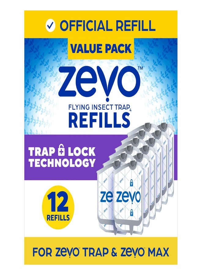 Zevo Flying Insect Refills for Indoor Light Trap: 12 Light Trap Refill Cartridges Capture Fruit Flies, Gnats and Houseflies (12 Cartridges) - Image 1