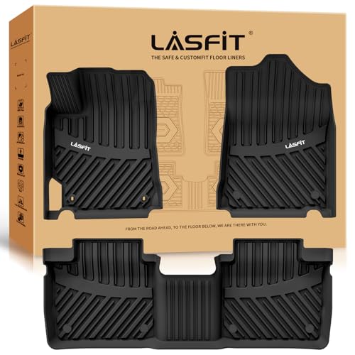 LASFIT حصائر أرضية LASFIT لتويوتا كامري 2015 2016 2017 LE/SE/XLE/XSE/هايبرد، حصائر TPE لجميع الأحوال الجوية مصممة خصيصًا لتناسب أرضية تويوتا كامري الأمامية والخلفية 2 صف، سوداء - Image 1